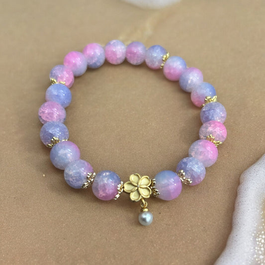 Bubble gum flower beaded bracelet