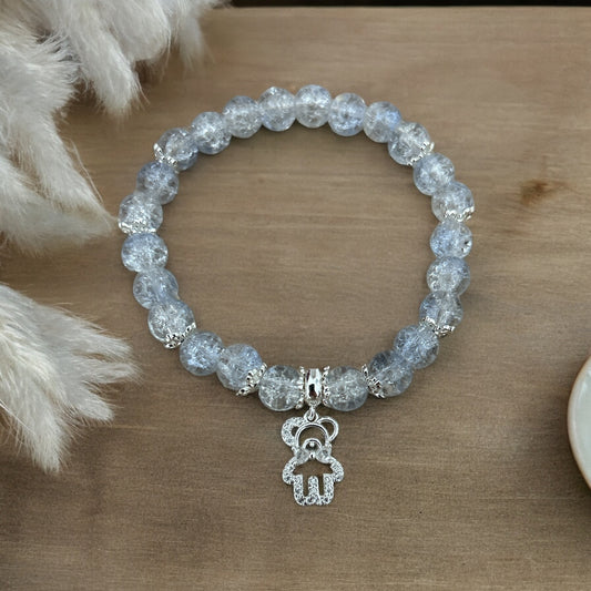 Baby blue beaded teddy bracelet