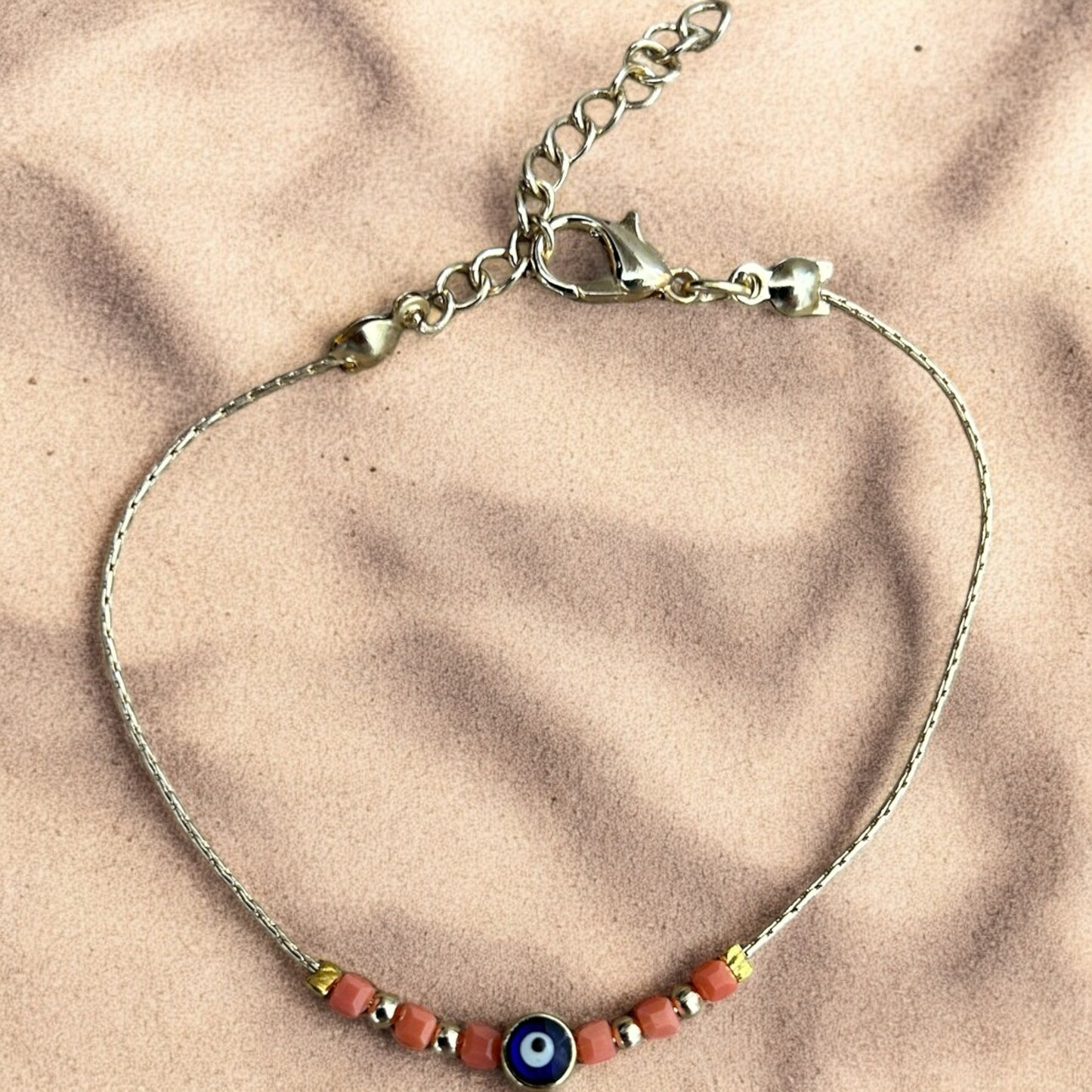 Orange evil eye bracelet