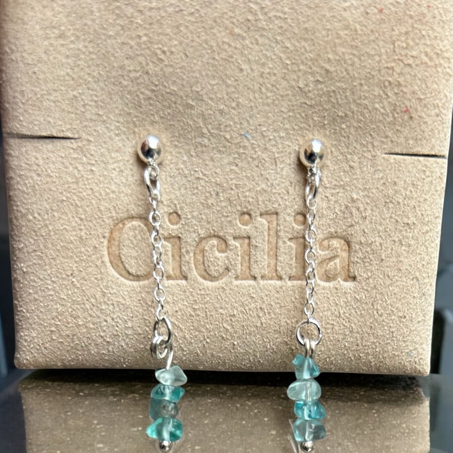 Apatite (light) dangle drop stud earrings