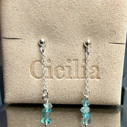 Apatite (light) dangle drop stud earrings