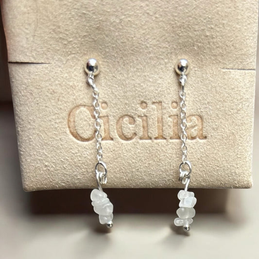 Moonstone dangle drop stud earrings