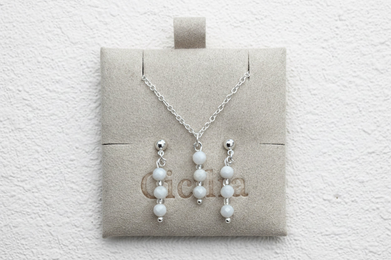 Moonstone & Sterling silver necklace & earring set