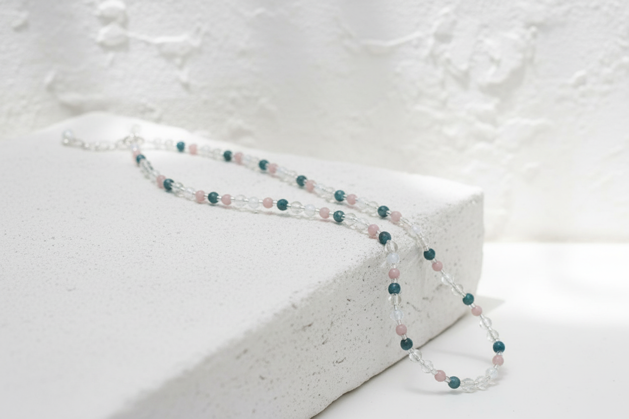 September Skies beaded gemstone necklace