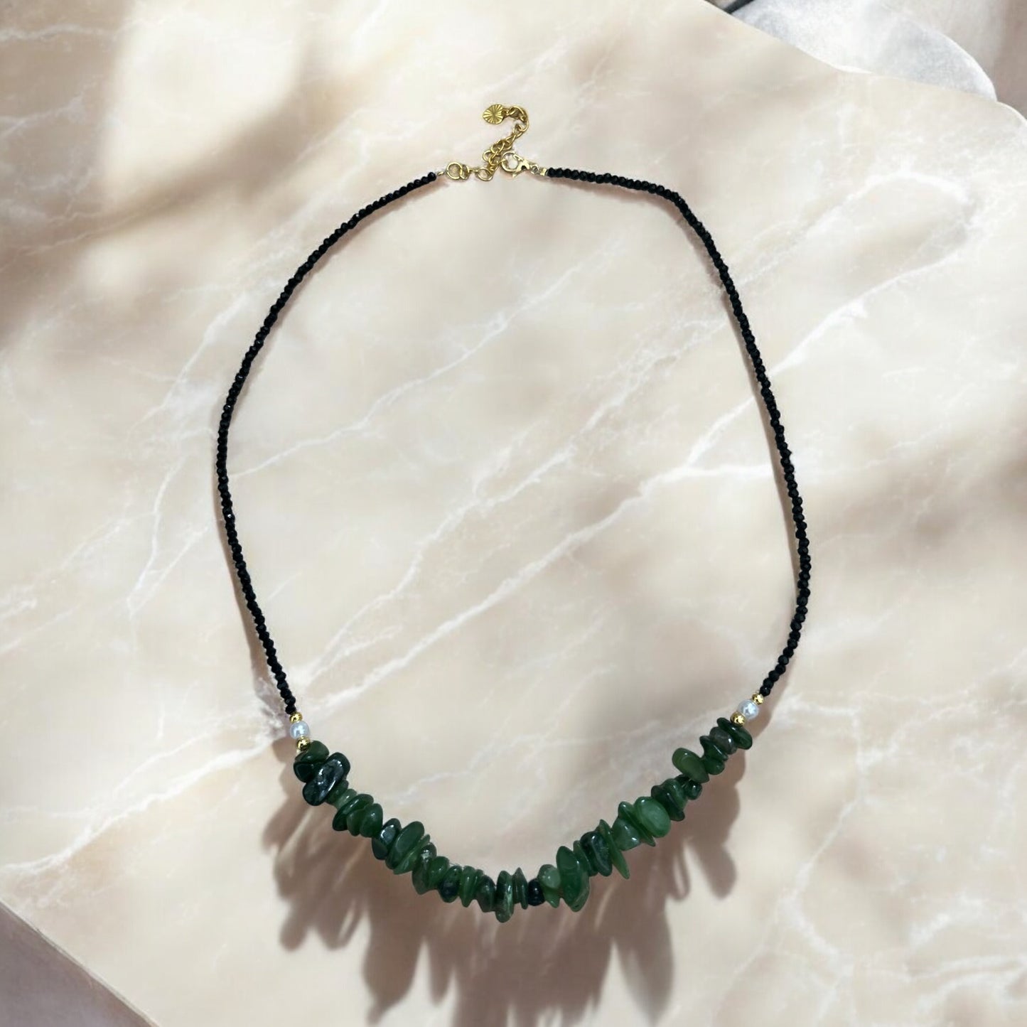 Tourmaline & green agate necklace
