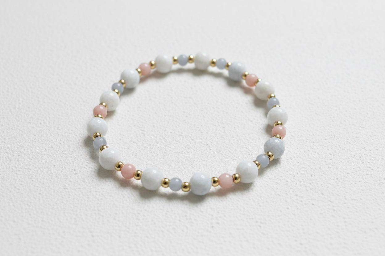 Celestite, Angelite and Pink Opal bracelet