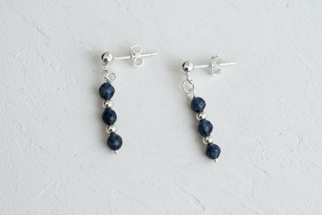 Sapphire & Sterling silver drop earrings
