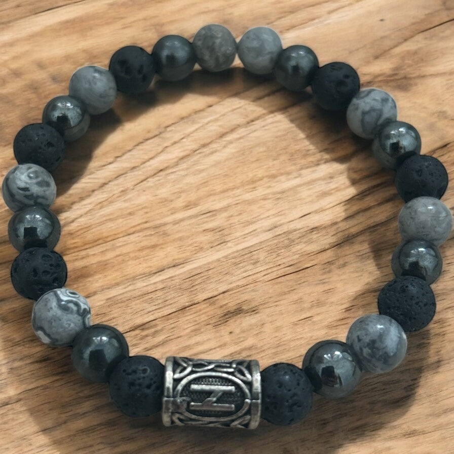 Lava rock & sodalite beaded bracelet