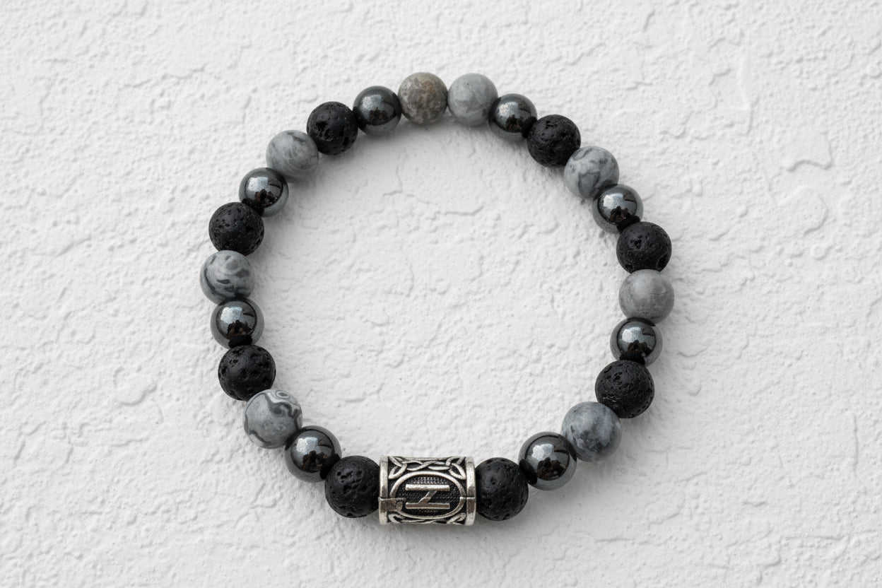 Lava rock & sodalite beaded bracelet
