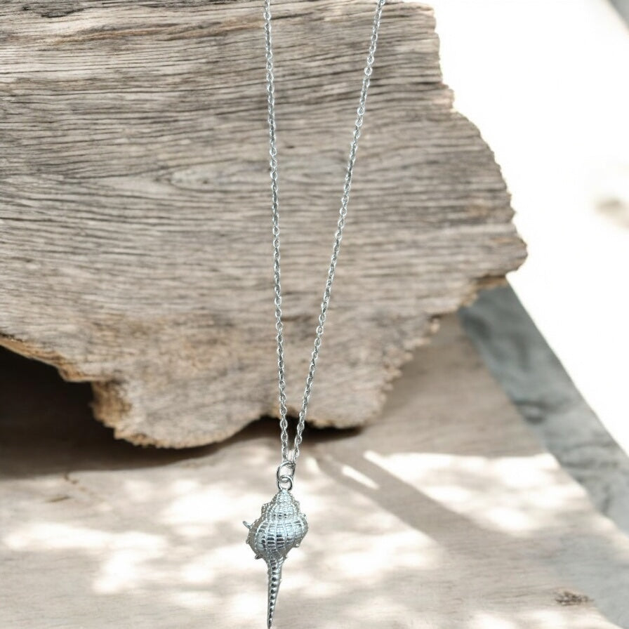 Sterling silver conch shell necklace