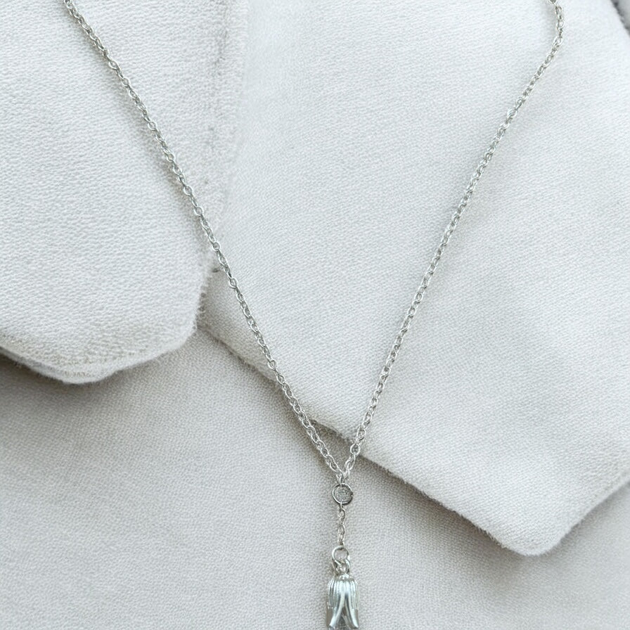 Sterling silver flower drop necklace
