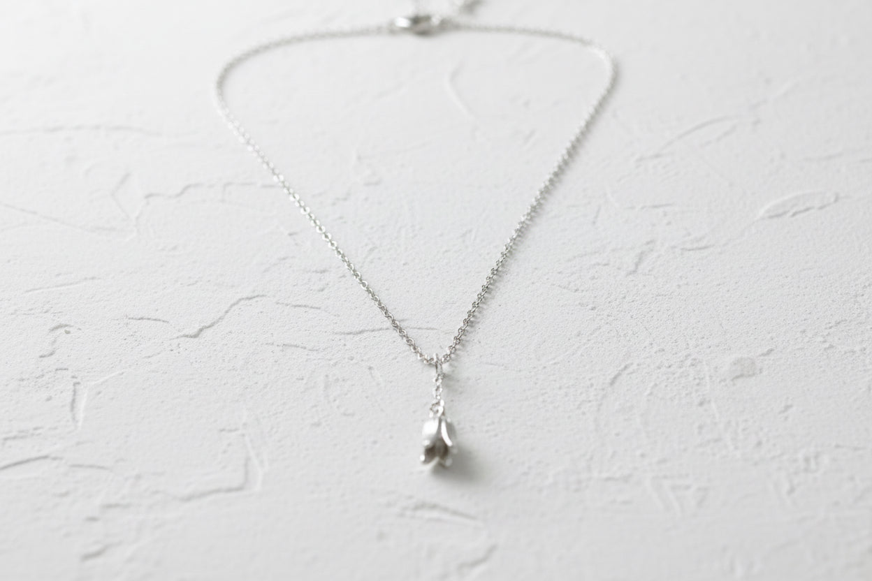 Sterling silver flower drop necklace