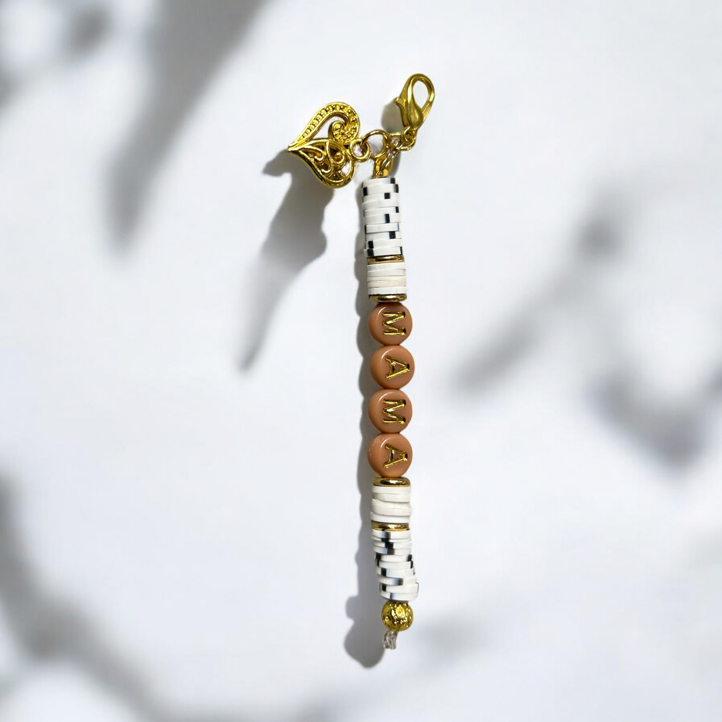 Black & white tan mix mama keyring