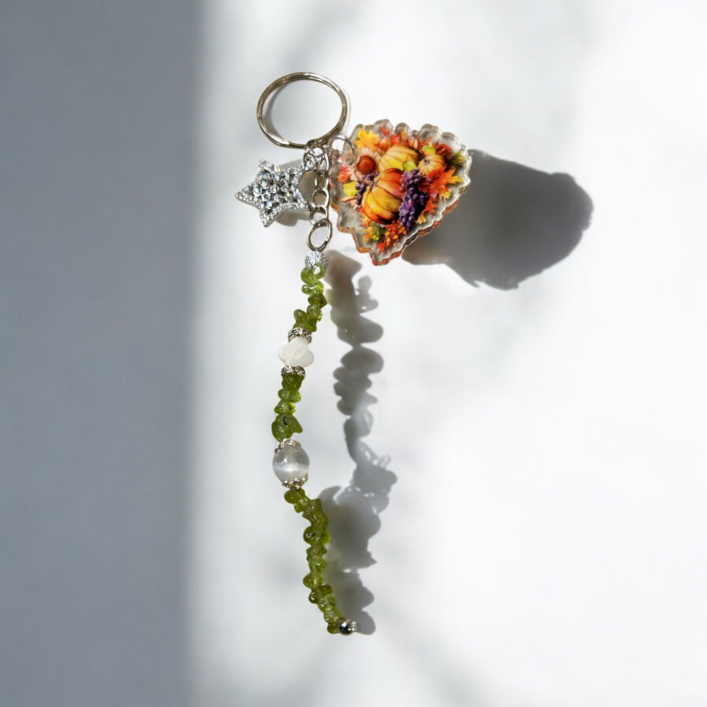 Autumn peridot silver keychain