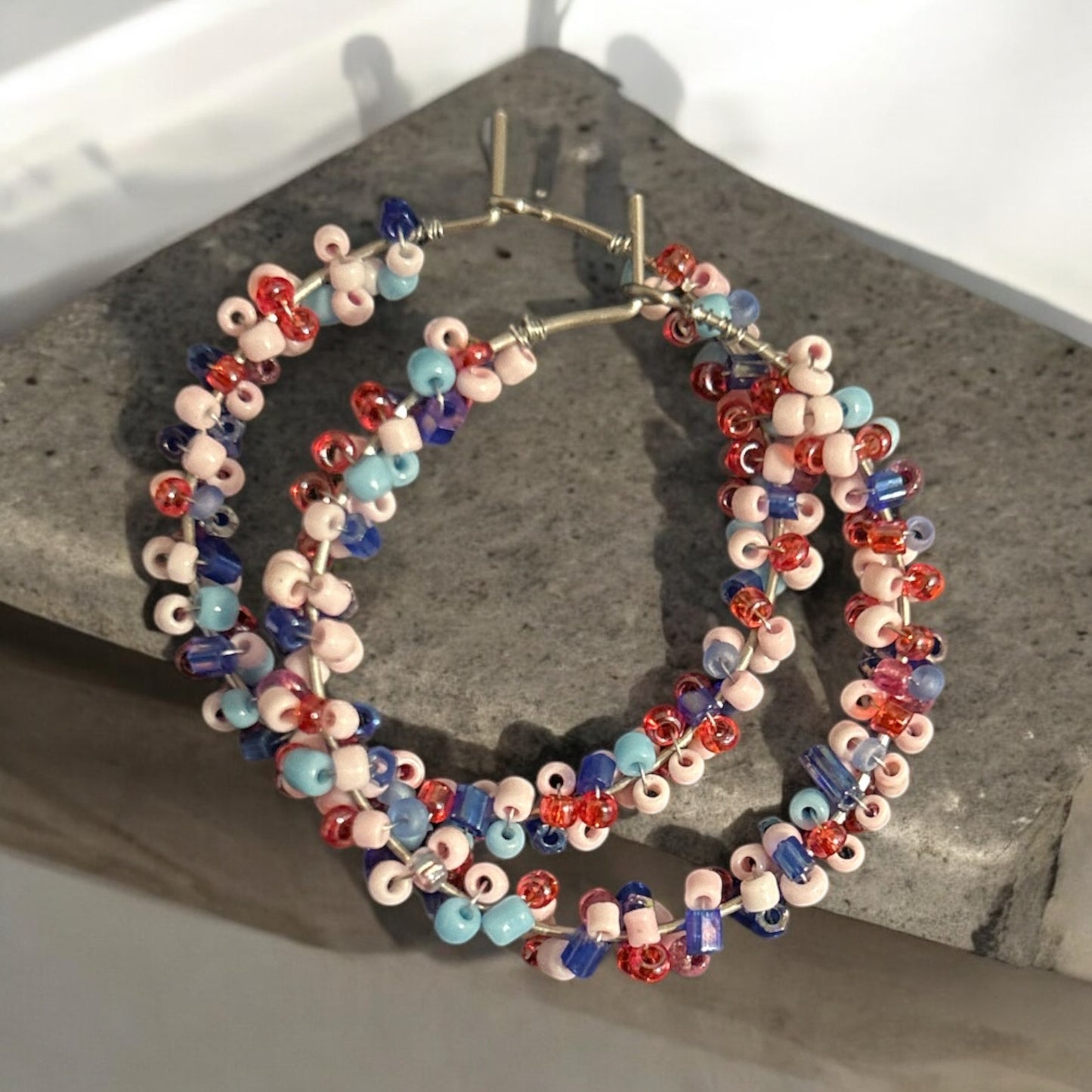 Candy blue hoops (silver)