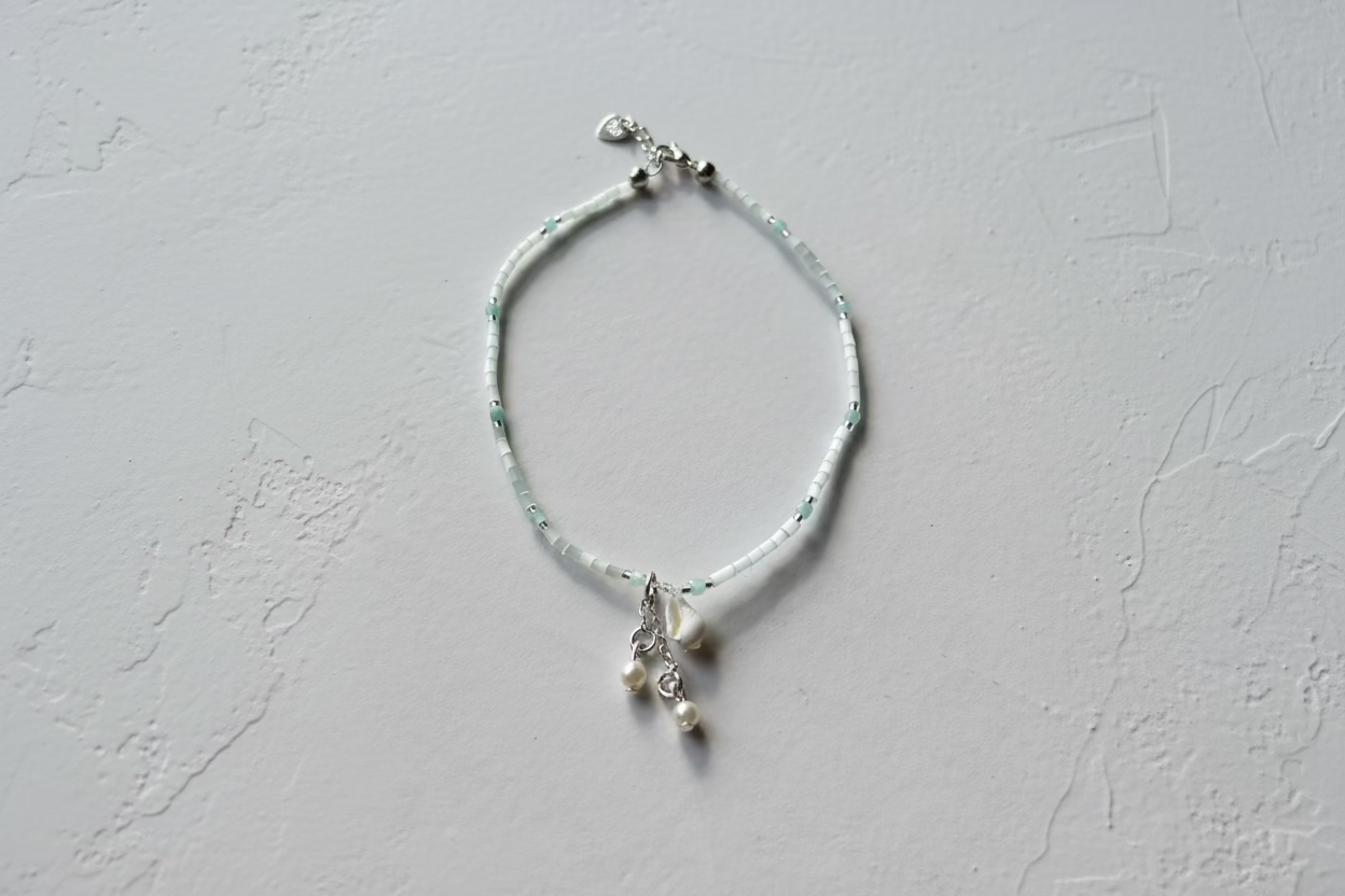 Mint shimmer anklet (clasp)