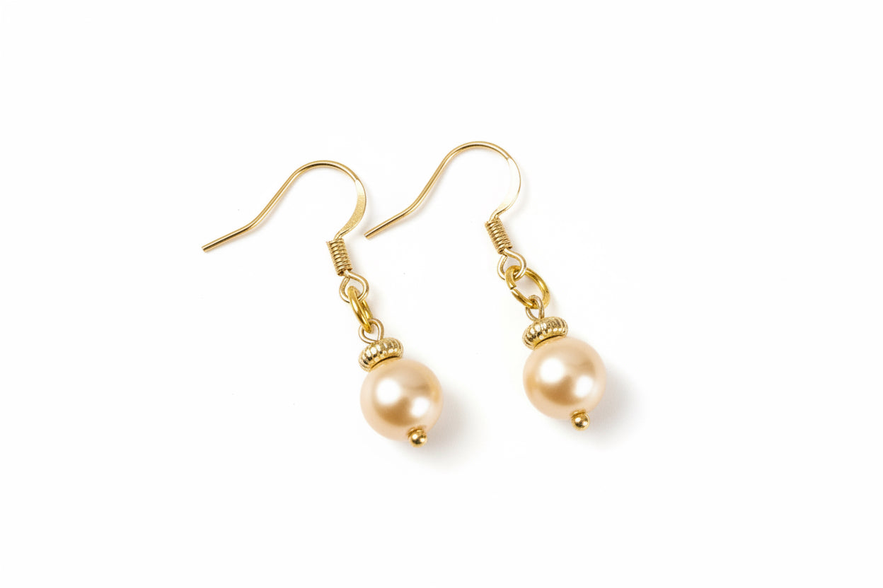 Peach pearl drop earrings