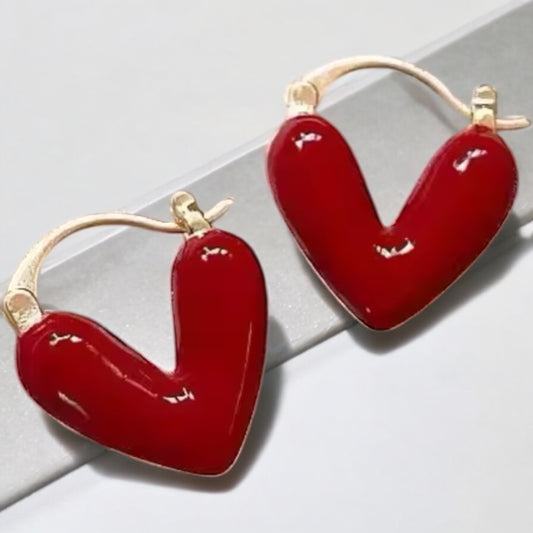 Red & gold heart earrings