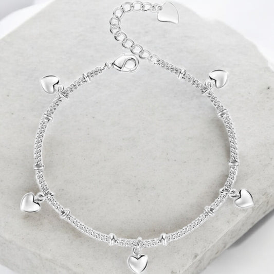 Heart 925 silver charm bracelet