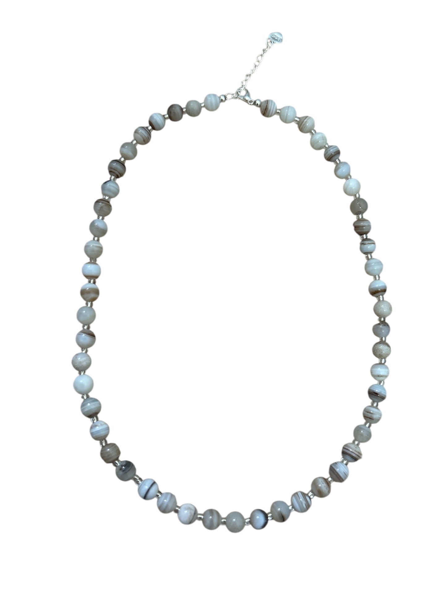 White Botswana Agate beaded necklace