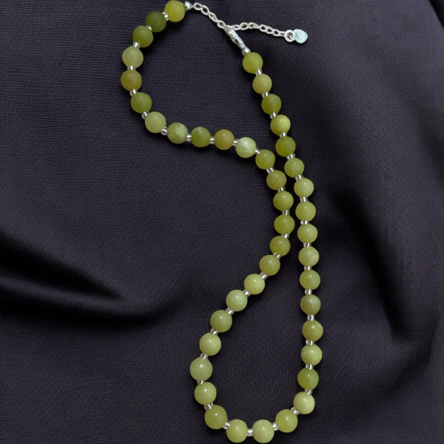 Lemon Jade gemstone beaded necklace