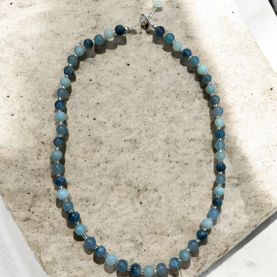 True Blue beaded gemstone necklace