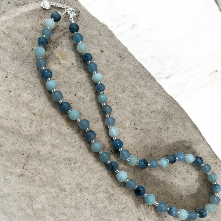 True Blue beaded gemstone necklace