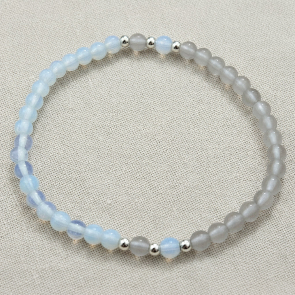 Beaded bracelet with silver accents.