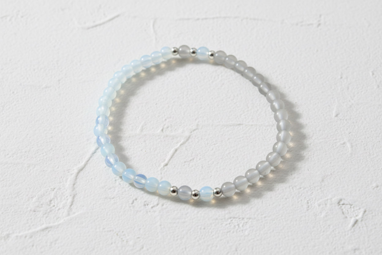 Beaded bracelet with silver accents.