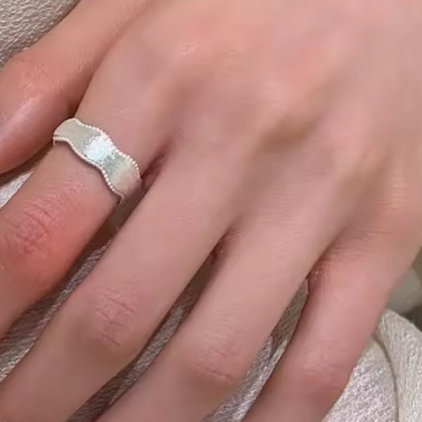 Silver frosting 925 silver adjustable ring