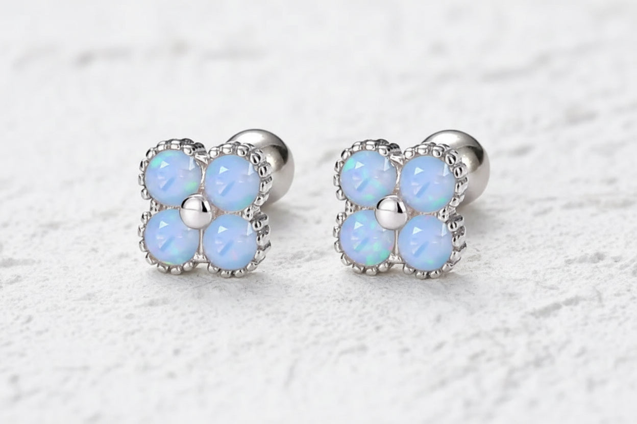 Blue clover stud earrings.