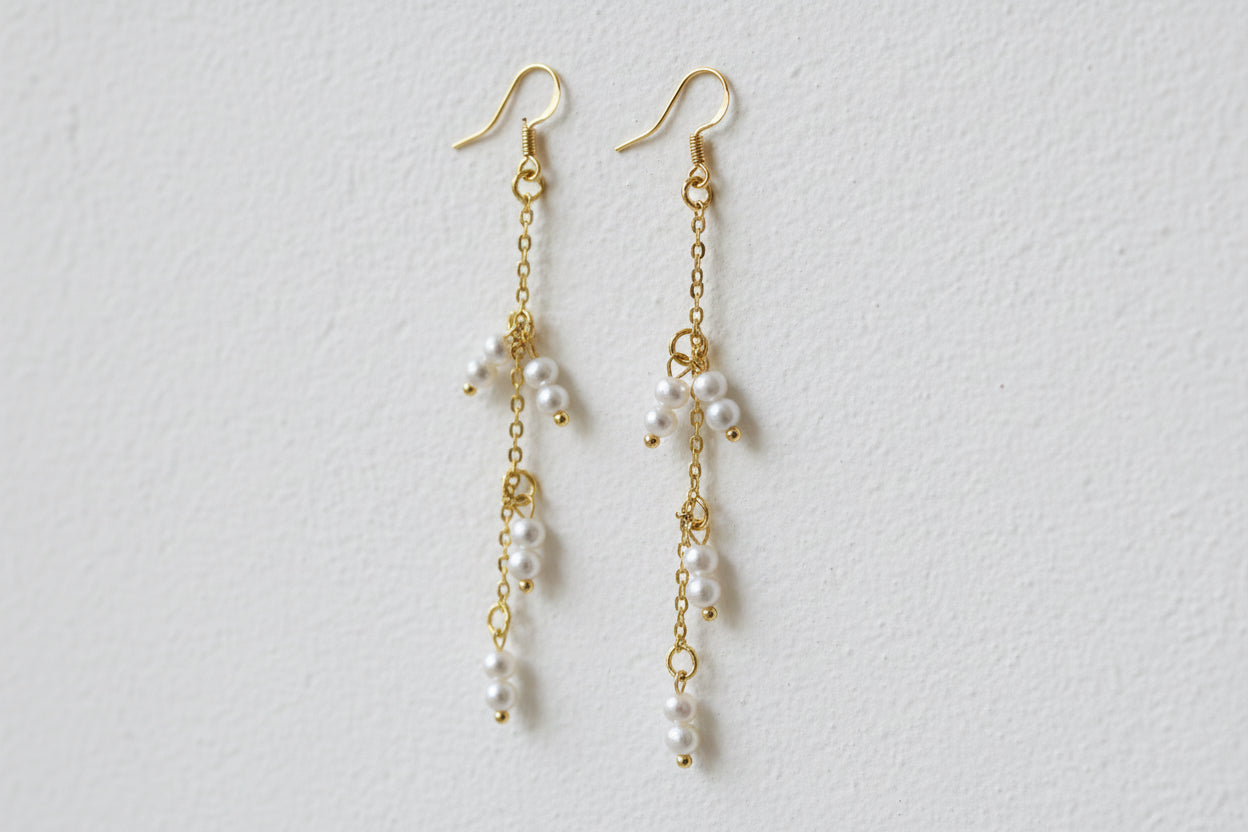 Fresh water pearl drop 925 gold plated earrings