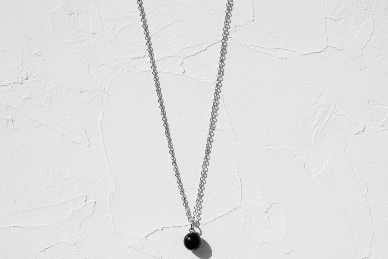 Raw black tourmaline 925 silver necklace