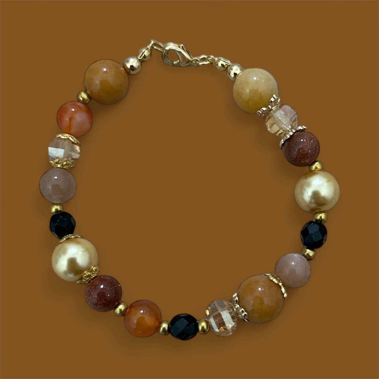 Pumpkin spice gemstone bracelet