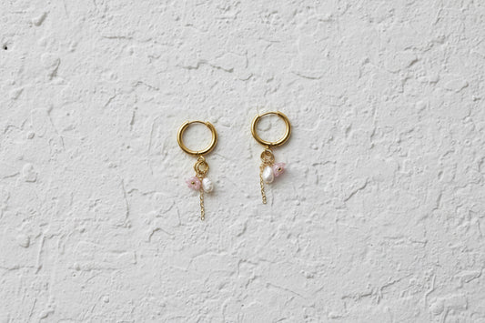Blossom flower & fresh water pearl earrings