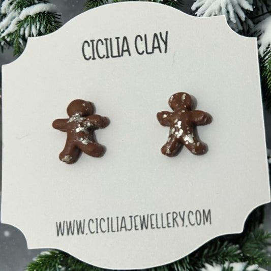 Silver flaked gingerbread studs