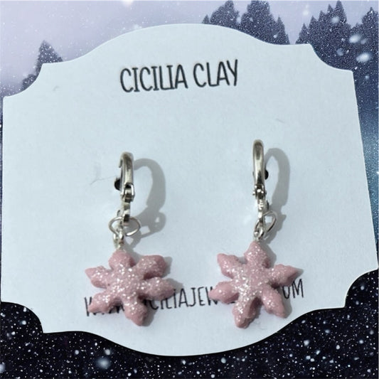 Pink snowflake silver Huggies