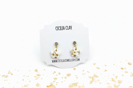 Orange wildflower stud drop earrings