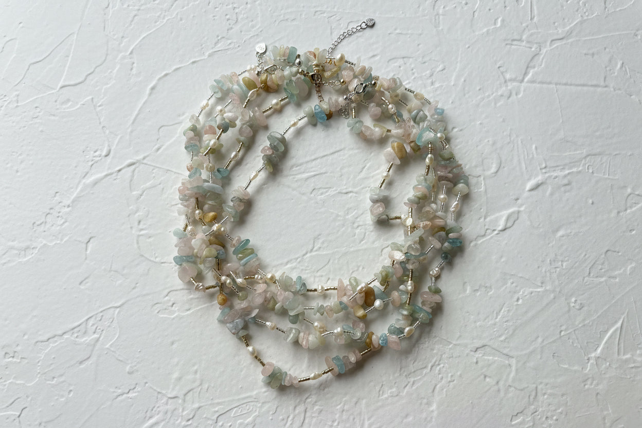 Morganite & pearl necklace