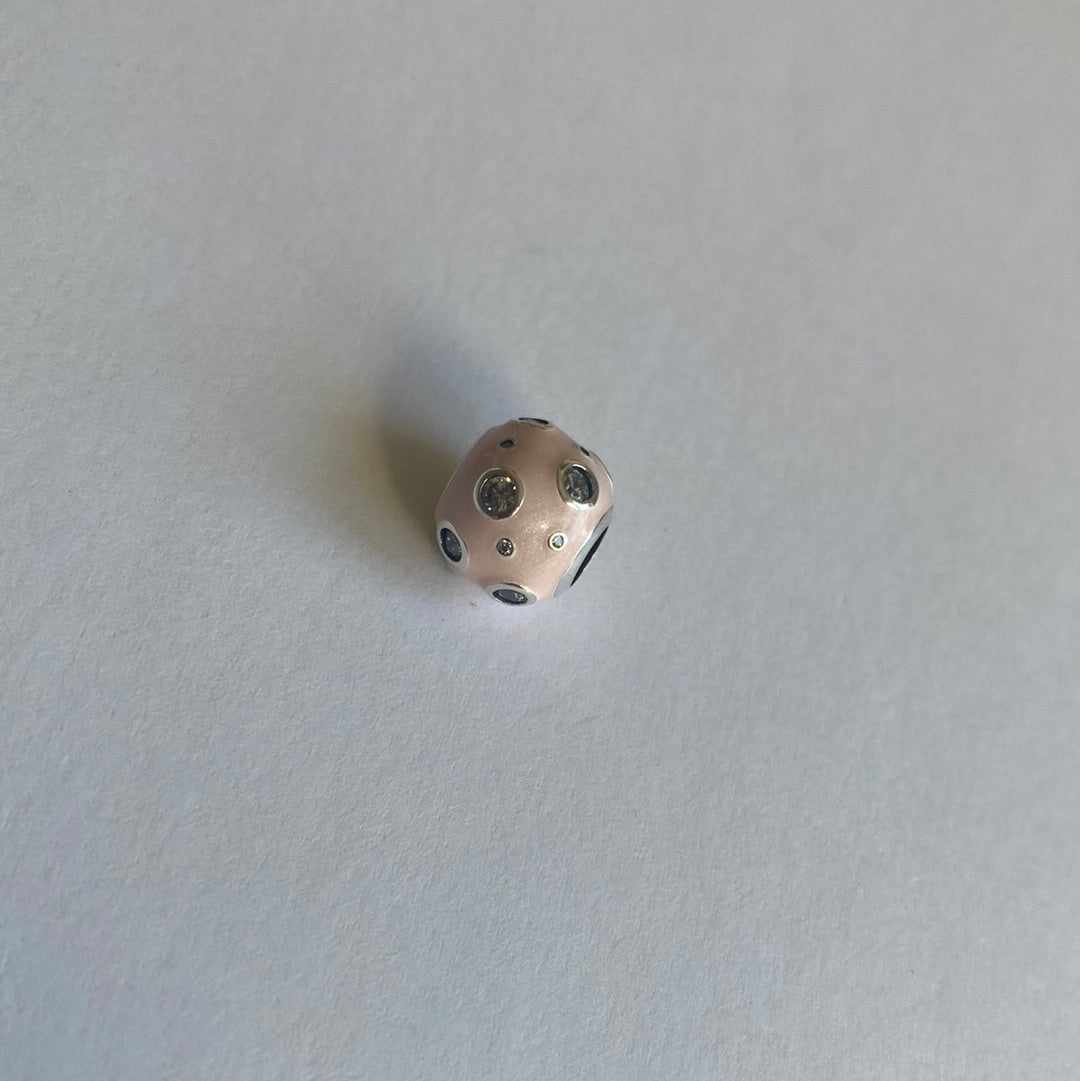 Spotty baby pink diamanté  925 spacer bead