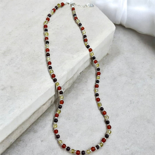 Peridot, garnet & carnelian gemstone necklace