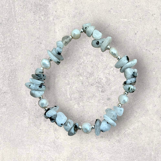 Moonstone & fresh water pearl bracelet