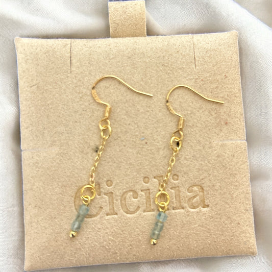 Apatite 925 gold plated dangle drop earrings
