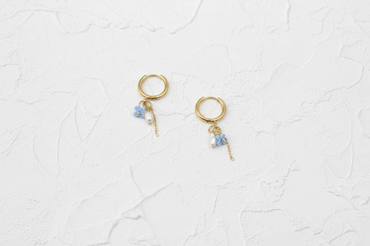 Bluebell flower & fresh water pearl earrings