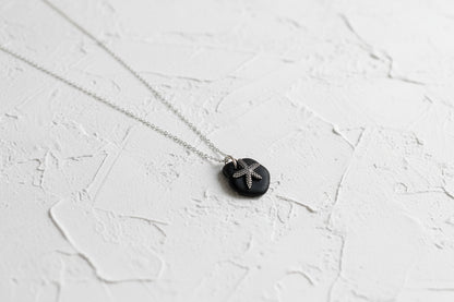 Pirate sea glass & dark sterling silver necklace