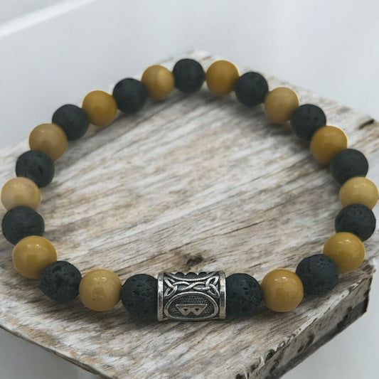 Lava rock & mookaite beaded bracelet