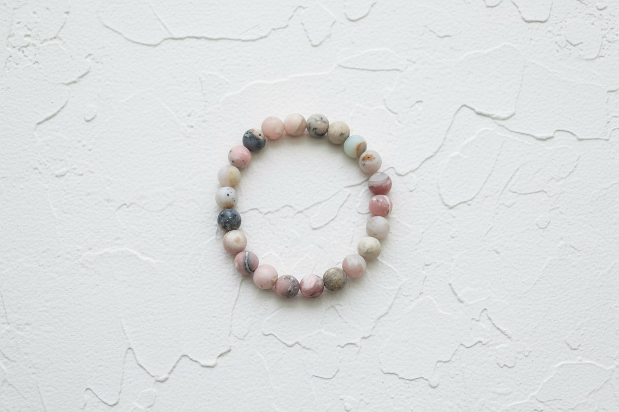 Matt pink opal beaded bracelet