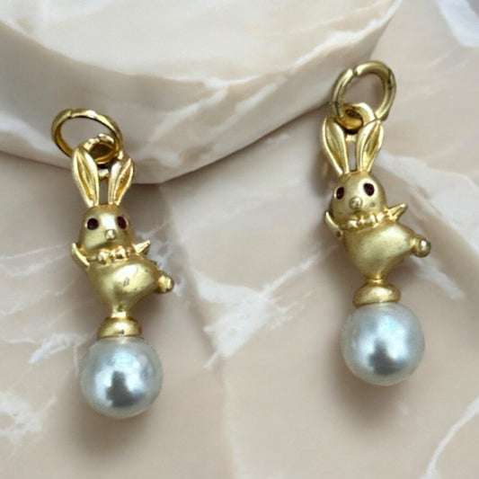 Rabbit and pearl charms
