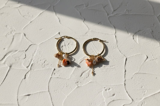 Large coral reef hoop earrings