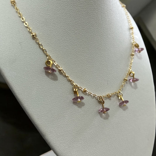 Lavender crystal flower necklace